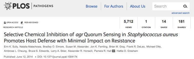 Selective Chemical Inhibition of Agr Quorum Sensing
